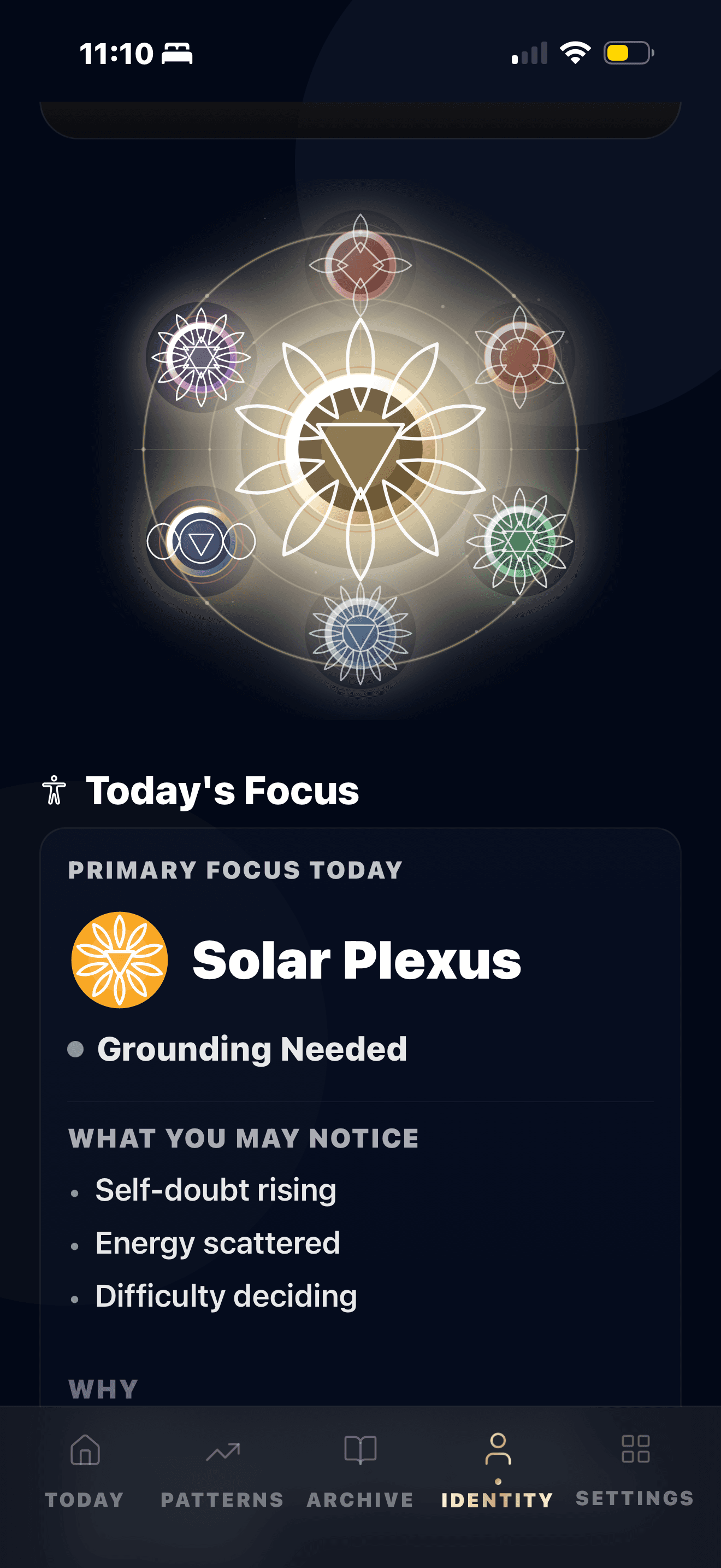 MySky focus screen with Today's Focus and grounded guidance.